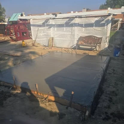 Slab formed backyard