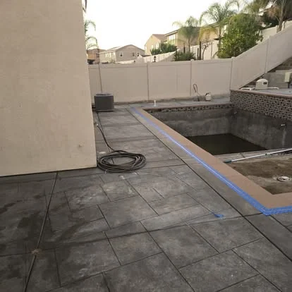 Stamped patio poolside